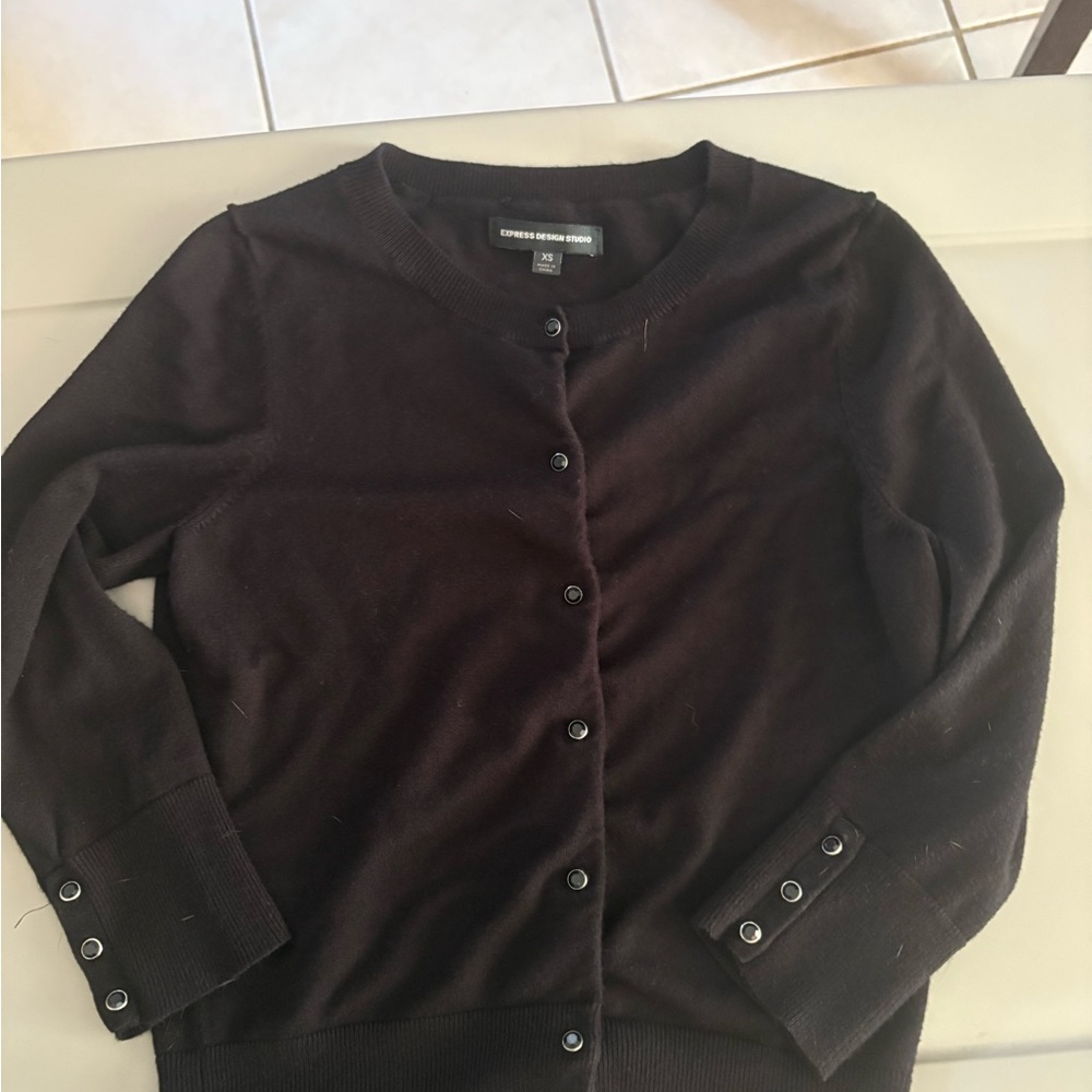 Express Black Button-Up Cardigan
